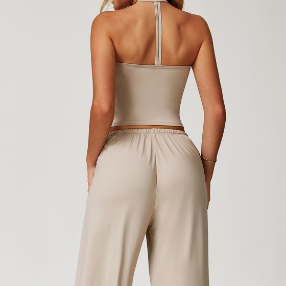 Women's Yoga tank top + Wide-Leg Pants Sports Set TZ3058