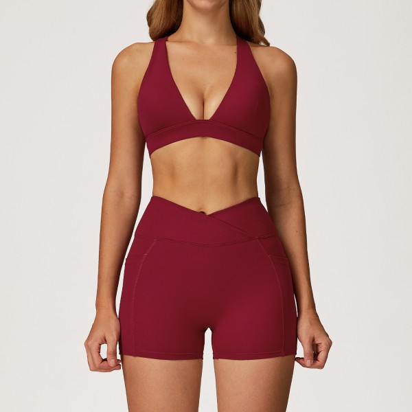 Women's Yoga Set Fitness Sports Bra + Shorts EWX2044