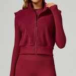 Women's winter warm  fleece vest sleeveless outer wear zipper sports top EWT2037