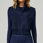 Women's winter warm  fleece vest sleeveless outer wear zipper sports top EWT2037