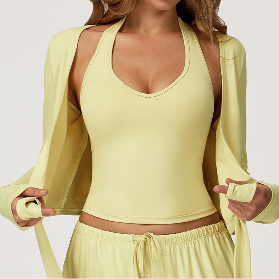 Women's brushed lace-up yoga top EWT3058